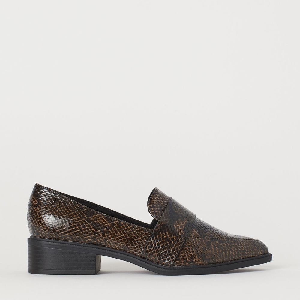 H&M Brown Snakeskin Print Loafers Size 9.5